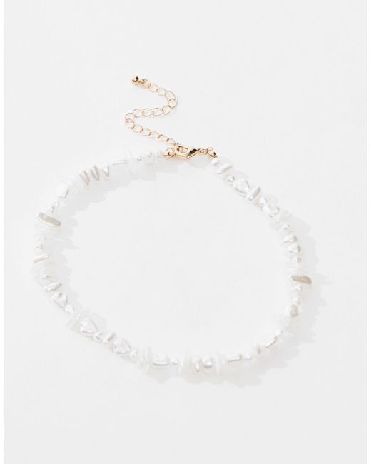 ASOS Natural Choker Necklace With Faux Chipping And Pearl Design