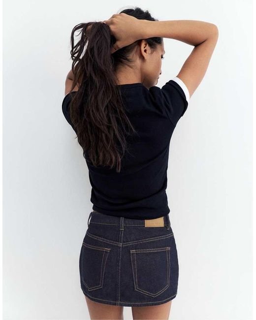 Pull&Bear Blue Denim Crossover Skort