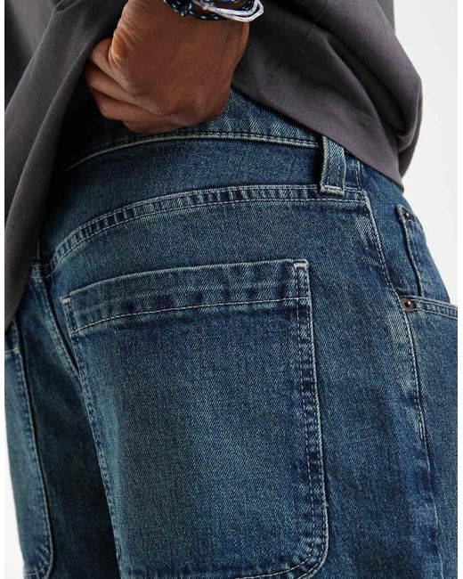Hollister Blue baggy Denim Shorts for men