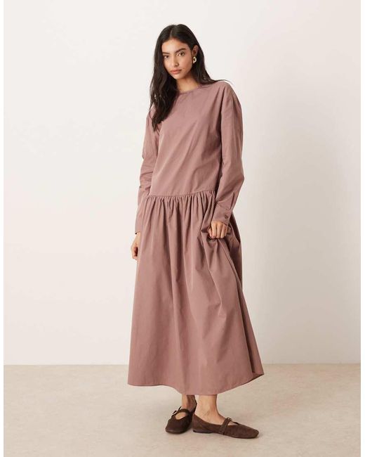 asos pink smock dress ASOS Design ruffle smock mini dress in pink plaid