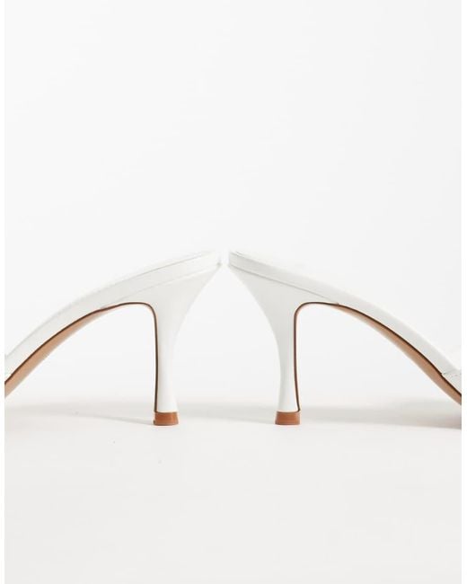Mango White Cross Strap Heeled Mule