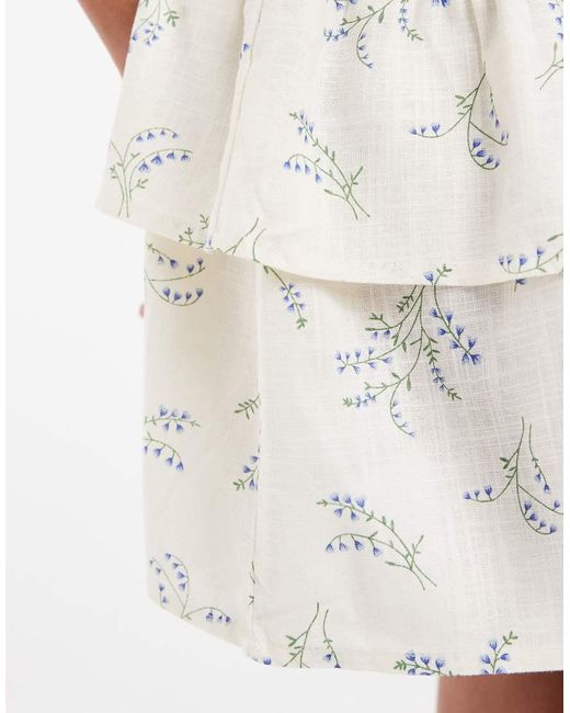 ONLY Natural Floral Print Ruffle Mini Skirt Co-ord