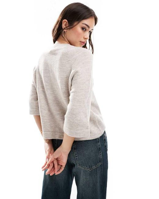 ONLY Gray Boxy Knitted T-shirt