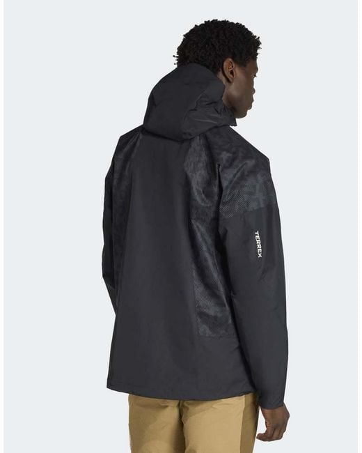 Adidas Originals Blue Terrex Xperior 2.5 Layer Hybrid Primeknit Climaproof Jacket for men