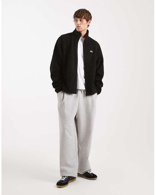 Tommy Hilfiger Black Chest Logo Zip Through Teddy Jacket for men