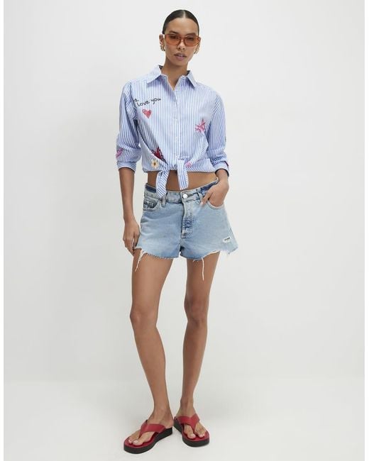 River Island Blue Cotton Striped Sketch Boutique Shirt