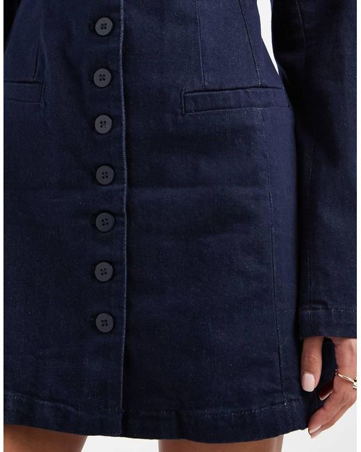 ASOS Blue Denim Blazer Dress With Shoulder Pad Detailing