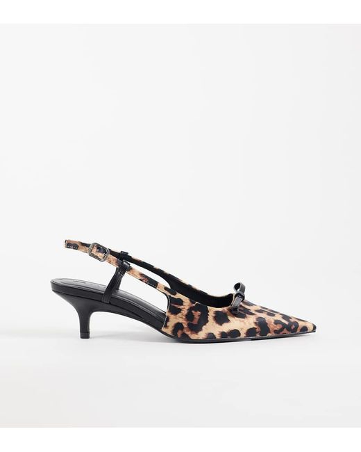 Asos Design Wide Fit White Skippy Bow Detail Slingback Kitten Heel Shoes