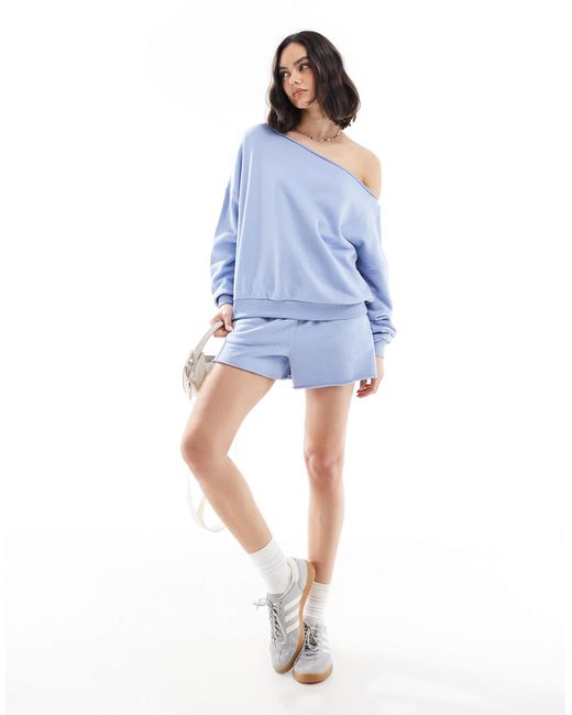 Cotton On Blue Cotton on – klassisches, schulterfreies fleece-sweatshirt
