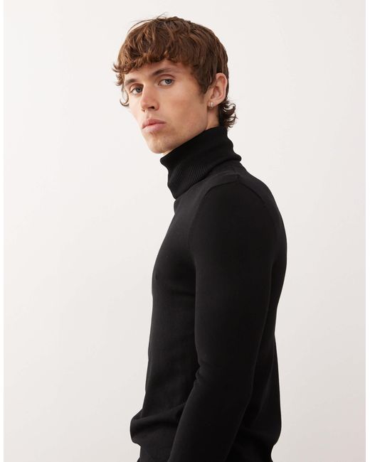 Collusion Black Soft Knitted Roll Neck for men