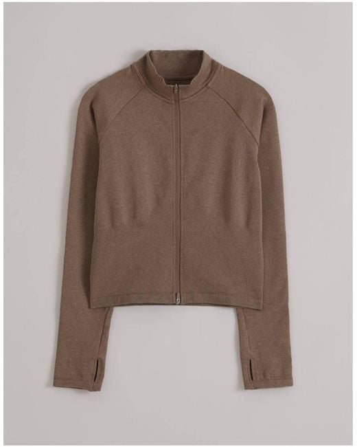 Aim'n Brown Espresso Melange Shape Seamless Zip Jacket