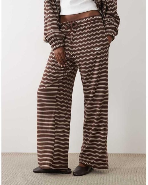 Kaiia Brown Jersey Fleece Wide Leg Drawstring Trousers Co-Ord