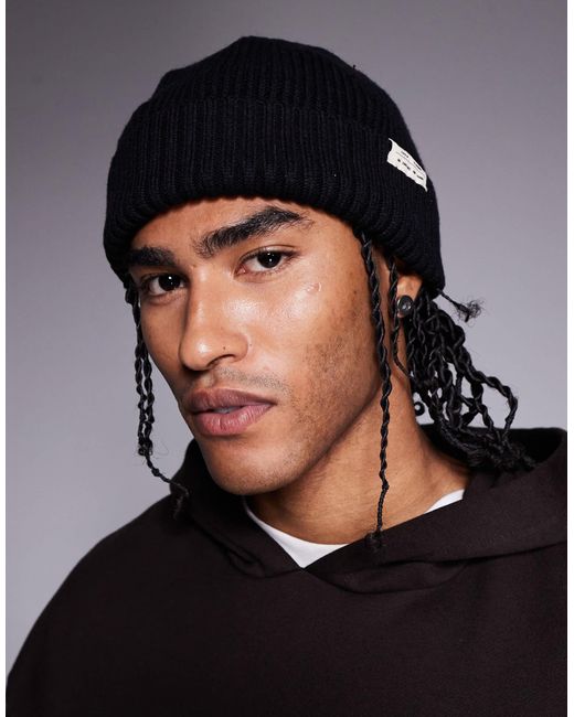 River Island Black Core Docker Beanie for men