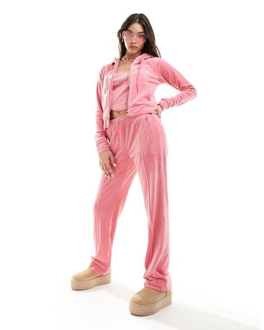 Juicy Couture Diamante Velour Tracksuit Zip Hoodie Co Ord in Pink Lyst UK