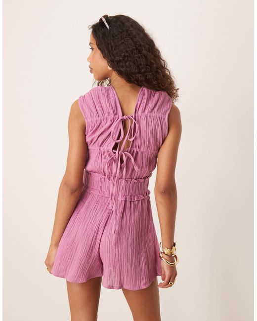 ASOS Pink Double Cloth Gathered Bust Playsuit