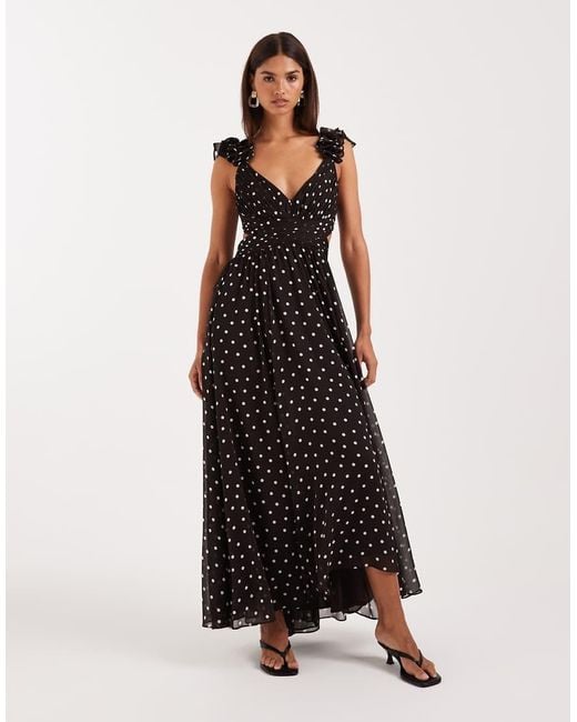 Forever New Multicolor Ruffle Shoulder Midaxi Dress