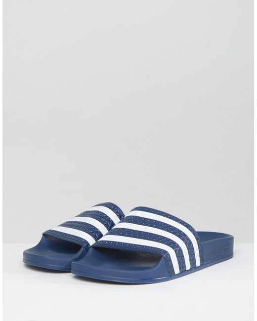 adidas originals adilette sliders in white navy