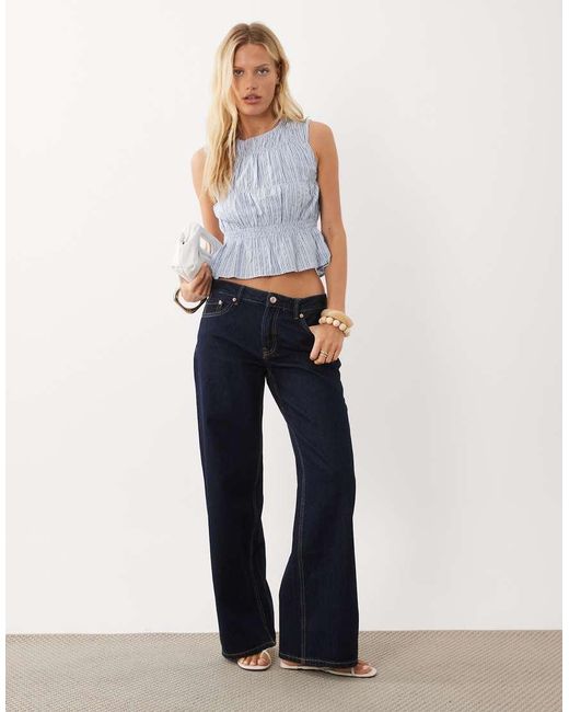 Mango Blue Teen Sleeveless Shirred Top