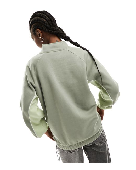 Daisy Street Green – oversize-sweatshirt mit stehkragen und flaggen-stickerei