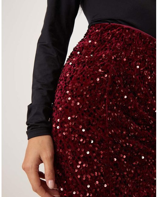 Vila Red Sequin Mini Skirt