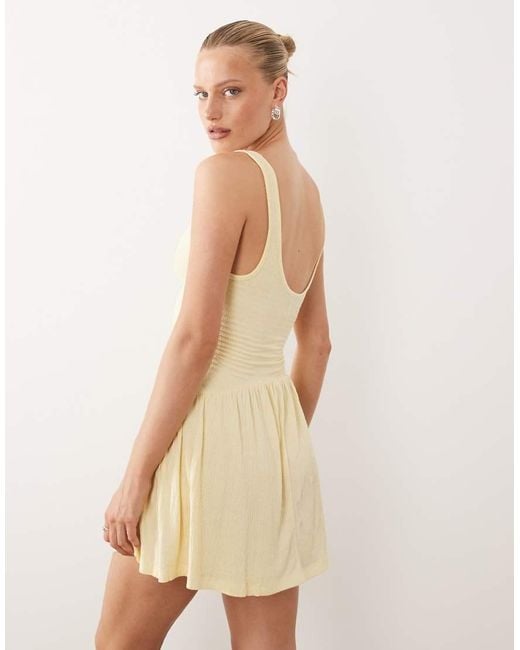 ASOS Natural Crinkle Button Through Mini Dress
