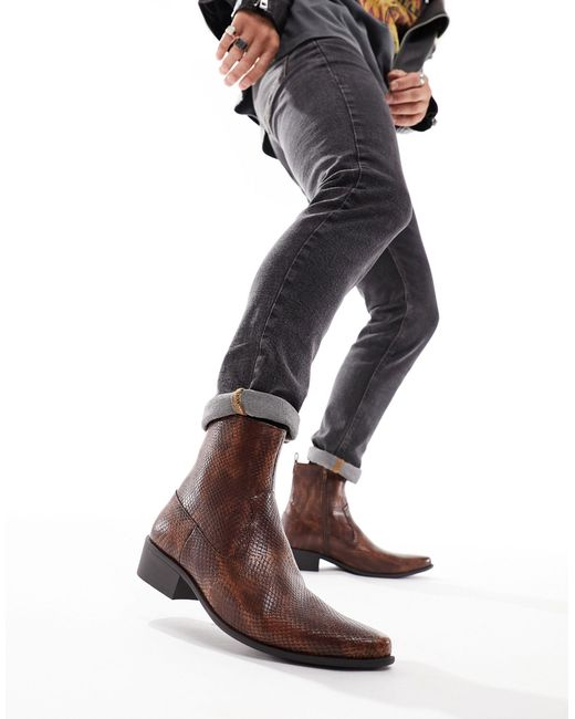 Truffle Collection Wide Fit Heeled Western Chelsea Boots in Black for Men |  Lyst UK