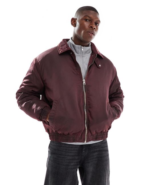 ASOS Purple Wadded Bomber Jacket for men