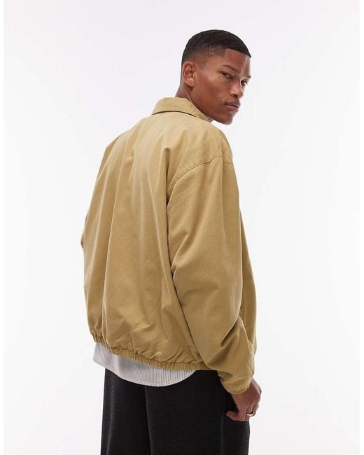 Topman Green Twill Harrington Jacket for men