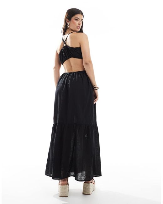 esmé studios Black Esmee Exclusive Halter Cut Out Maxi Beach Dress