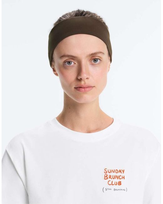 Oysho Brown 7cm Reflective Adjustable Sports Headband