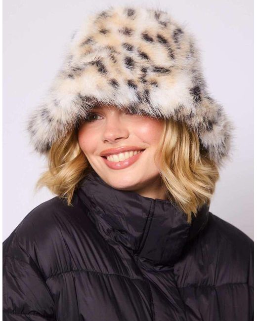 South Beach Blue Bucket Hat And Faux Fur Trim Gloves