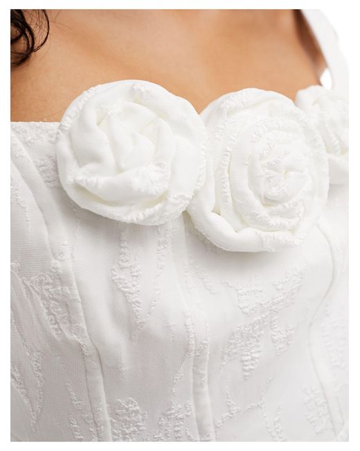 EVER NEW White Bridal Double Layer Jacquard Mini Dress
