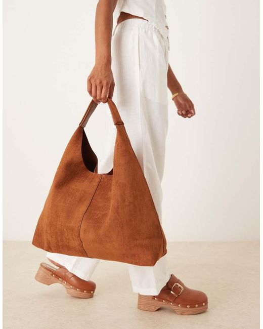 ASOS Blue Faux Suede Scoop Tote Bag