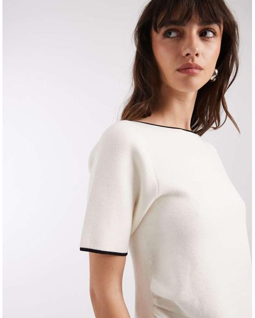 ASOS White Ruched Side Aysmmetric T-shirt