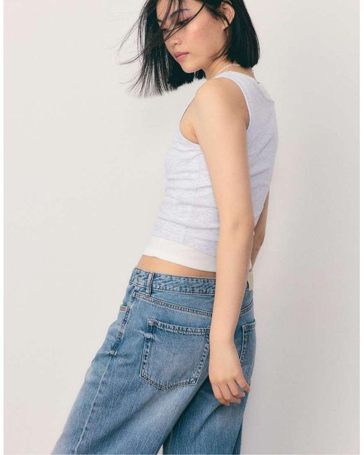Stradivarius Gray Double Layer T-shirt