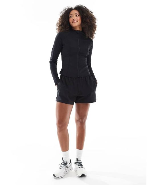 South Beach Black Long Sleeved Zip Up Top