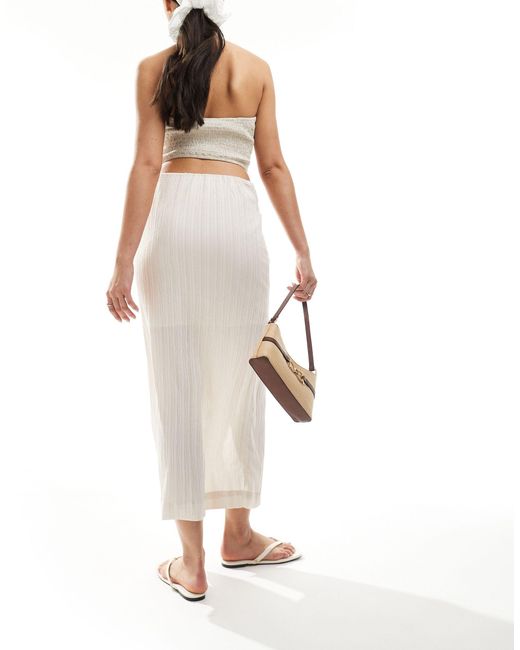 Object White Stretch Jersey Midi Skirt With Twist Detail