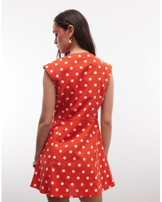 ASOS Red Square Neck Button Down Mini Sundress