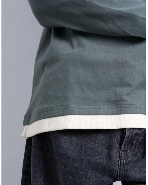 Topman Gray Double -ayer Jersey Long Sleeve Tee for men