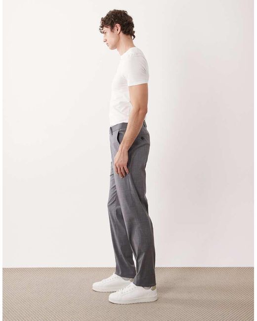 Mango Gray London Regular Fit Fine Check Print Tailored Suit Trouser Co-Ord for men