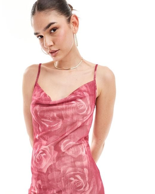Pieces Pink Sheer Scoop Neck Maxi Cami Dress