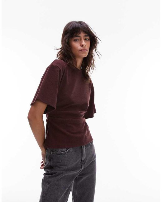 Camiseta Con Cintura Estilo Corsé De Tejido Texturizado De -Rojo ASOS de color Purple