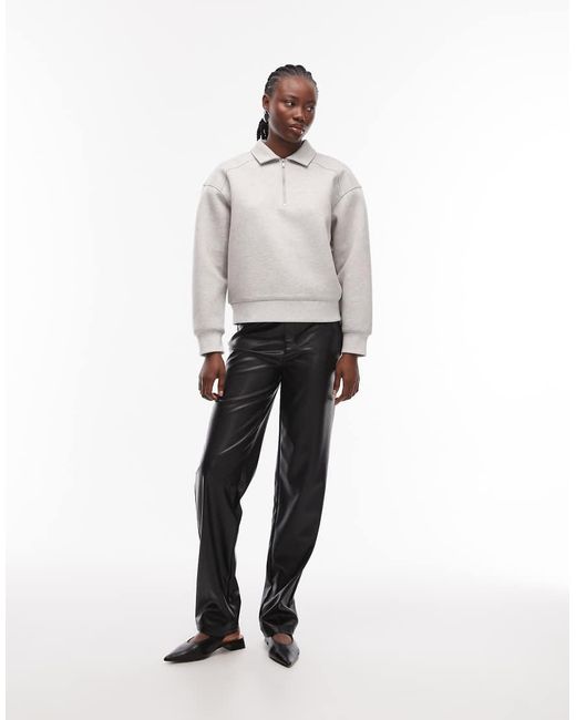 ASOS Gray Half Zip Rugby Collar Sweatshirt