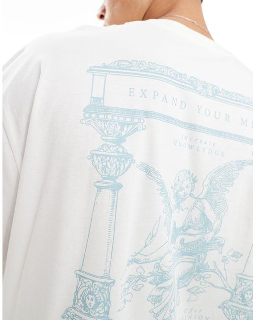 T-shirt oversize beige con stampa di ASOS in Blue da Uomo