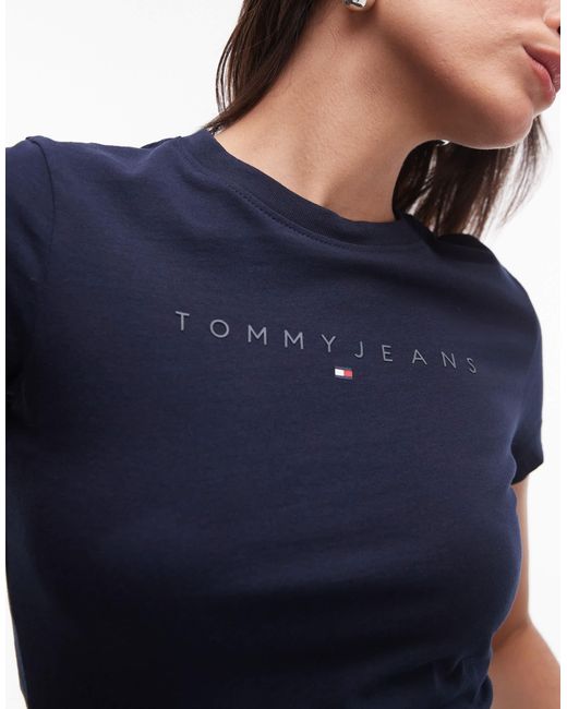 Tommy Hilfiger Blue Slim Linear Logo T-shirt