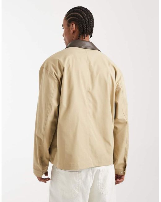 ASOS Natural Barn Jacket With Contrast Collar for men