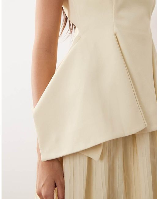 ARRANGE Natural Square Neck Maxi Dress With Linear Jacquard Skirt