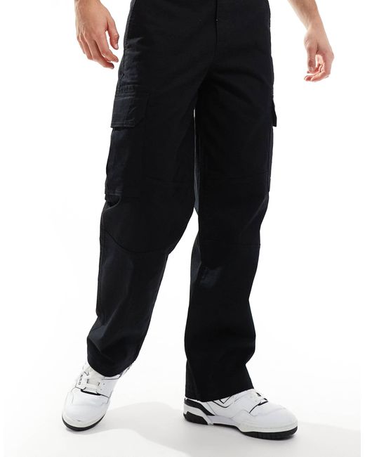 Pantalon cargo en tissu ripstop New Look pour homme en coloris Black