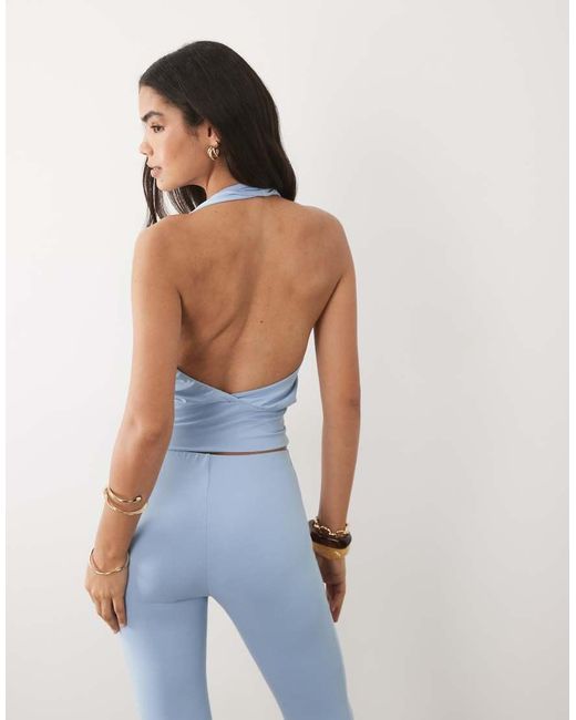 ASOS Blue Double Lined Halterneck Top Co-ord