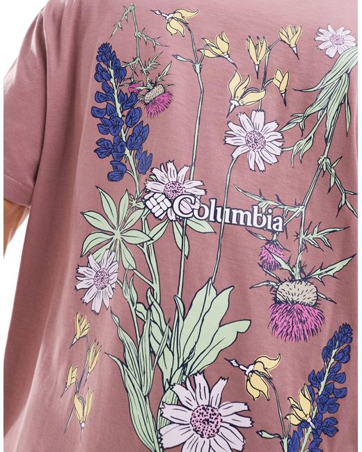 Columbia Purple Navy Heights Floral Graphic Back Print T-shirt for men
